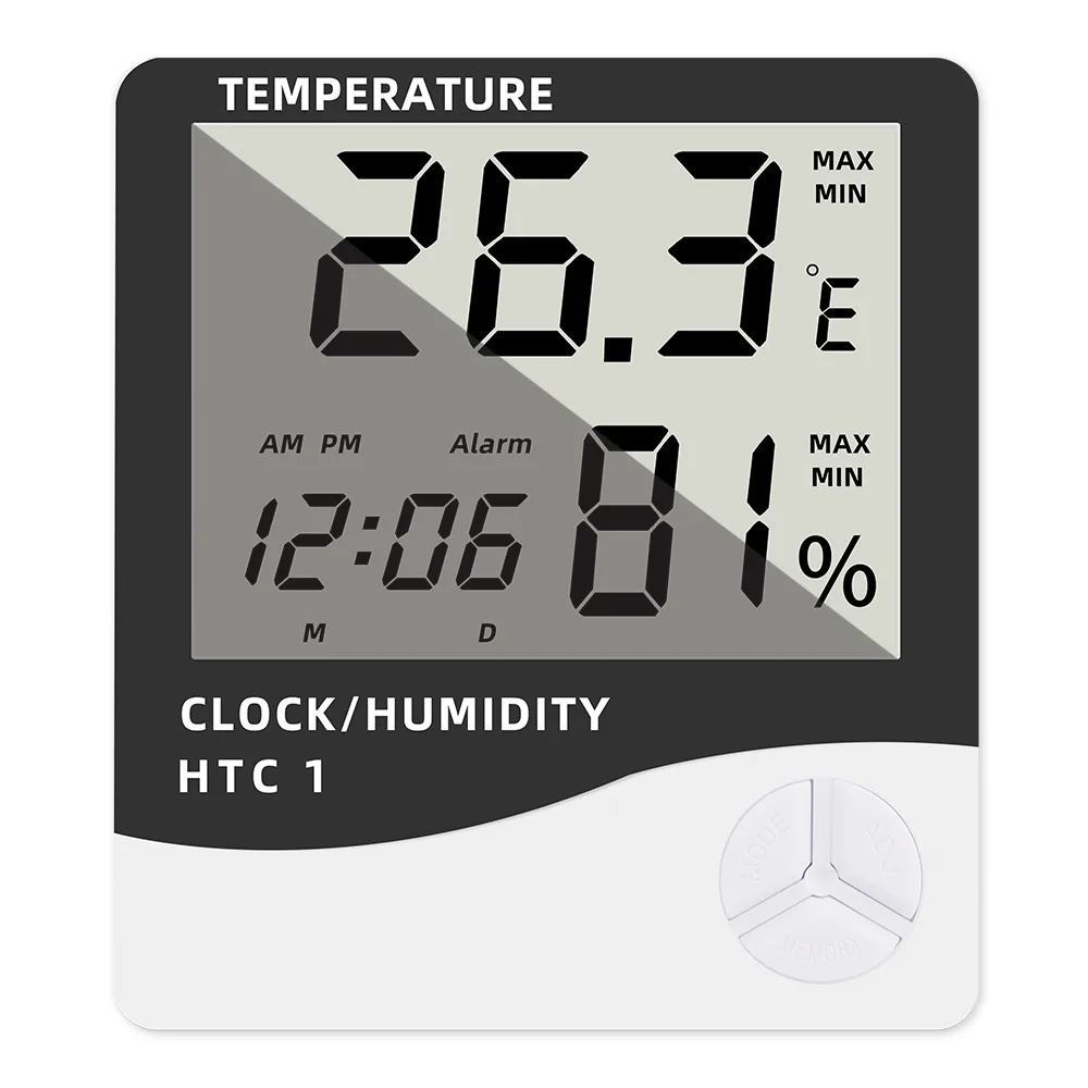 

LCD Electronic Digital Temperature Humidity Meter Indoor Outdoor Thermometer Hygrometer Weather Station Clock HTC-1 HTC-2