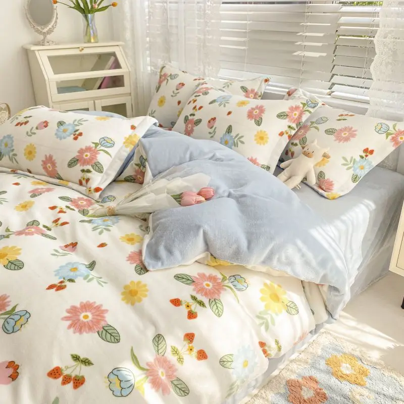 Winter Thickened Fresh Milk Fiber Four-Piece Set Heavy Weight Double-Sided Flannel Bed Sheets Fitted Sheet Bedding
Winter Thickened Fresh Milk Fiber Four-Piece Set Heavy Weight Double-Sided Flannel Bed Sheets Fitted Sheet Bedding