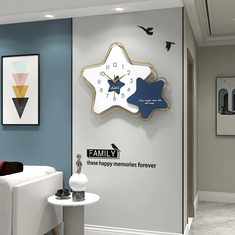 53x45cm Mute Blue/orange Five-pointed Star Decorative Wall Clocks Living/children's Room Lovely Home Art Modern Clock Hanging
53x45cm Mute Blue/orange Five-pointed Star Decorative Wall Clocks Living/children's Room Lovely Home Art Modern Clock Hanging