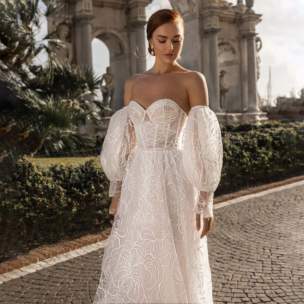 Simple Wedding Dresses For Women Long Sleeve Robe De Ceremonie Femme Pour Mariage A-Line Sweetheart Puff Sleeve Backless Zipper
Simple Wedding Dresses For Women Long Sleeve Robe De Ceremonie Femme Pour Mariage A-Line Sweetheart Puff Sleeve Backless Zipper