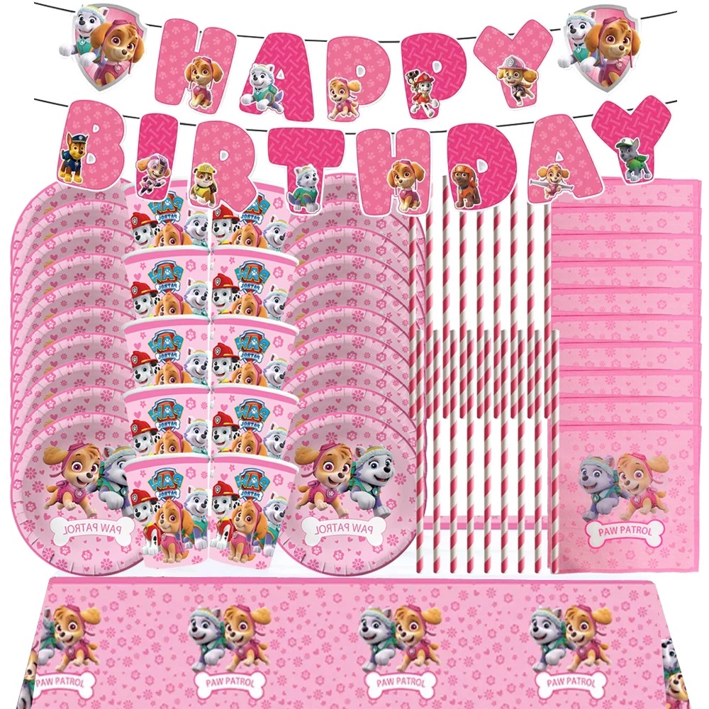 Pink Paw Patrol Birthday Party Decoration Dog Skye Birthday Party Disposable Tableware Set Paw PatrolKid Baby Shower Supplies
Pink Paw Patrol Birthday Party Decoration Dog Skye Birthday Party Disposable Tableware Set Paw PatrolKid Baby Shower Supplies