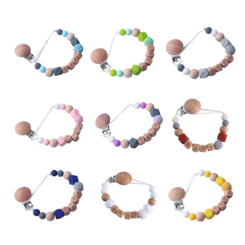 57EE Baby Pacifier Clip Silicone Teething Beech Wood Chew Beads Dummy Chain Nipple Soother Holder Newborn Gifts
57EE Baby Pacifier Clip Silicone Teething Beech Wood Chew Beads Dummy Chain Nipple Soother Holder Newborn Gifts