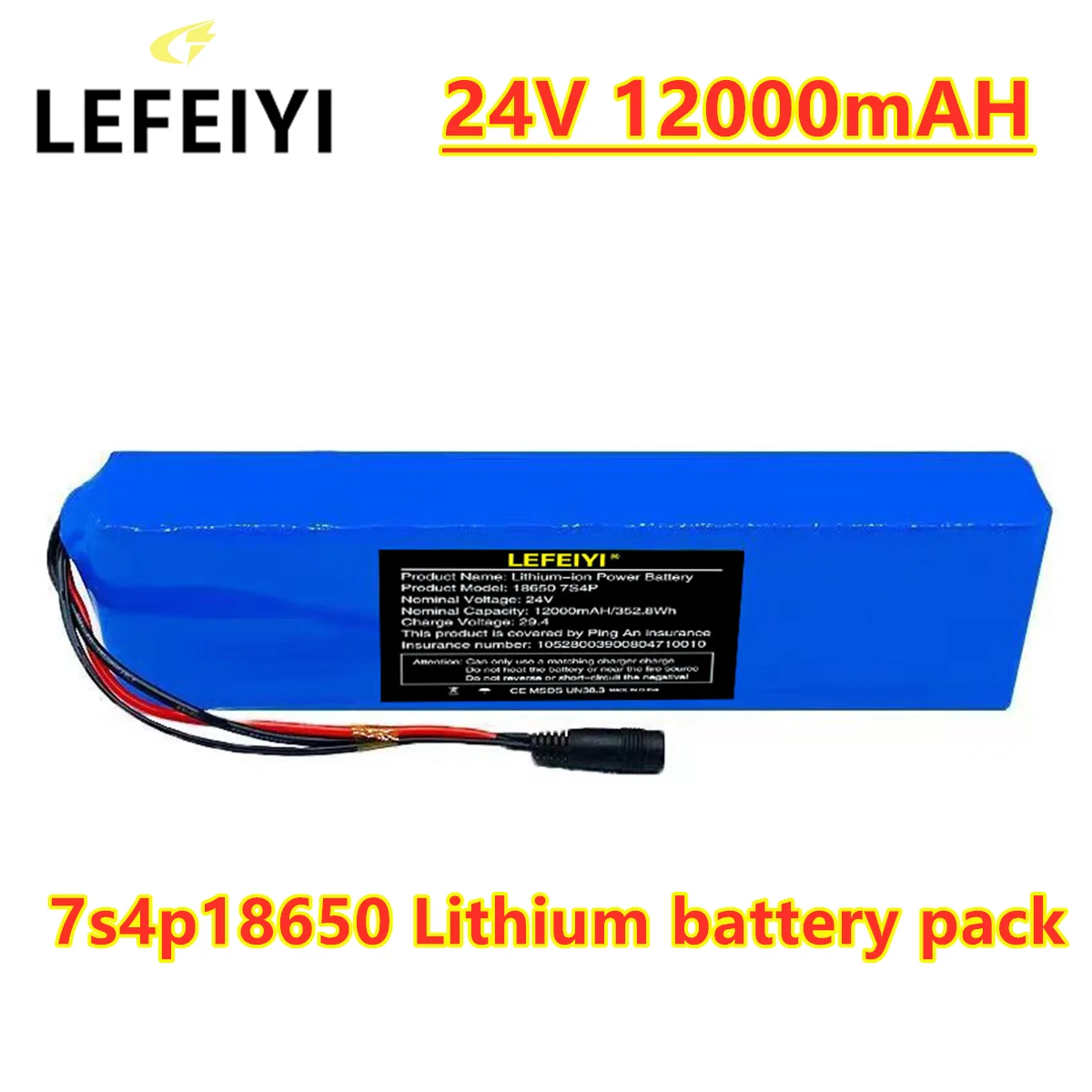LEFEIYI 7S4P 29.4V 12AH Lithium Battery Pack for Electric Motor Bicycle Ebike Scooter Wheelchair Cropper with BMS 
LEFEIYI 7S4P 29.4V 12AH Lithium Battery Pack for Electric Motor Bicycle Ebike Scooter Wheelchair Cropper with BMS