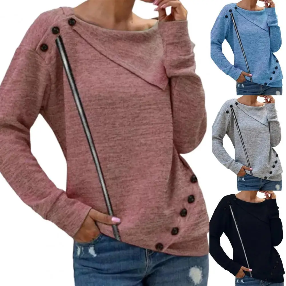 Women Shirt Long Sleeve O-Neck Long Sleeve Basic Blouse Loose Large Lapels Buttons Zipper Decor Pullover Top Streetwear
Women Shirt Long Sleeve O-Neck Long Sleeve Basic Blouse Loose Large Lapels Buttons Zipper Decor Pullover Top Streetwear