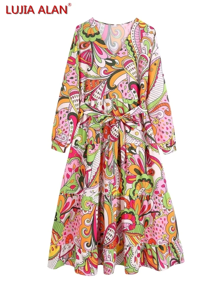 Colored Patchwork Print Women Tiered Ruffle Midi Dress Autumn Female V-Neck Long Sleeve Streetwear Vestidos WD569
Colored Patchwork Print Women Tiered Ruffle Midi Dress Autumn Female V-Neck Long Sleeve Streetwear Vestidos WD569