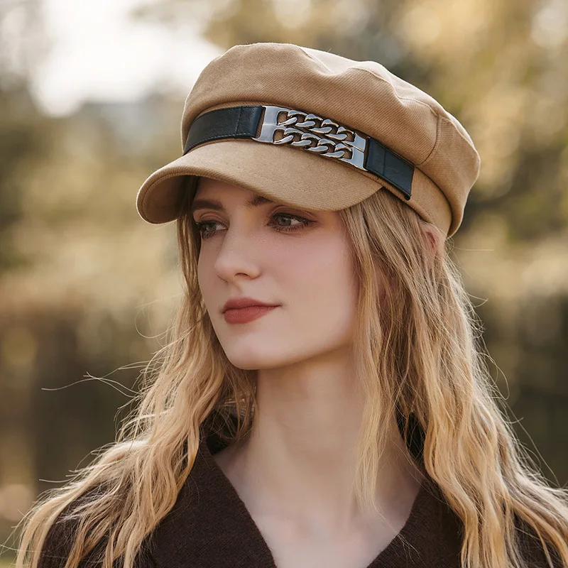 New Japanese Style Beret For Women Fashion Chain Decoration Duck Tongue Newsboy Hat British Retro Painter Octagonal Cap Girl
New Japanese Style Beret For Women Fashion Chain Decoration Duck Tongue Newsboy Hat British Retro Painter Octagonal Cap Girl