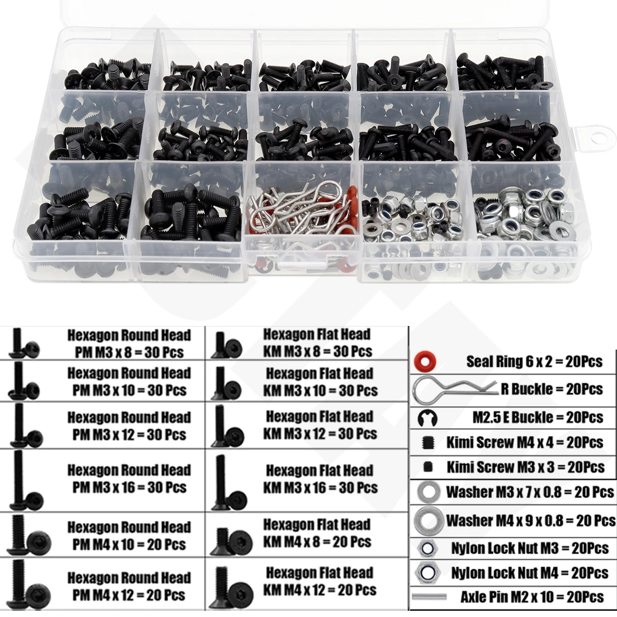 520pcs Screws Box Set for 1/8 1/10 RC HSP Trax/xas TRX-4 TRX-6 Tamiya CFX MST HPI Kyosho D90 Scx10 AXIAL Car Parts Repair Tool
520pcs Screws Box Set for 1/8 1/10 RC HSP Trax/xas TRX-4 TRX-6 Tamiya CFX MST HPI Kyosho D90 Scx10 AXIAL Car Parts Repair Tool