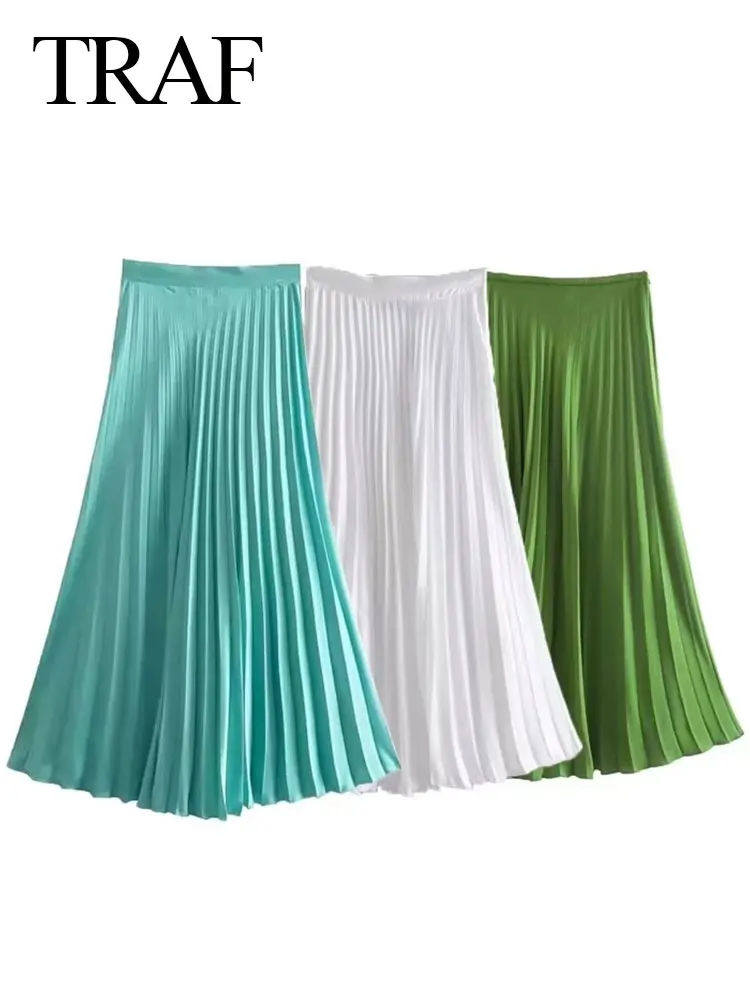 TRAF 2022 Fashion New Solid Color Skirt Women's Simple Pleated Satin Commuter All-match Elegant And Chic Summer Skirt Ladies
TRAF 2022 Fashion New Solid Color Skirt Women's Simple Pleated Satin Commuter All-match Elegant And Chic Summer Skirt Ladies