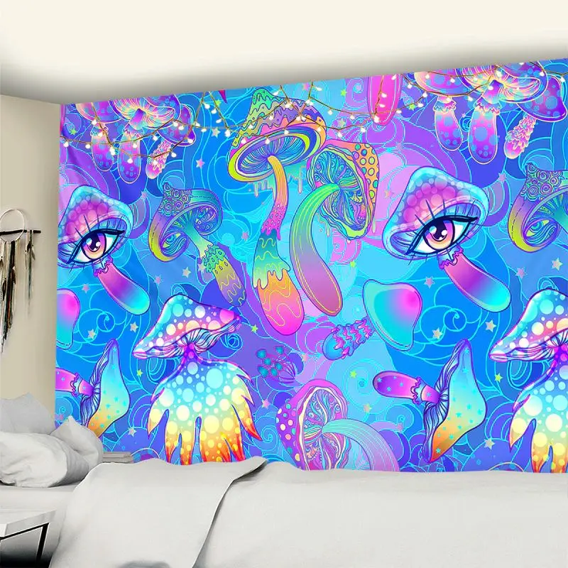 

Psychedelic Mushroom Tapestry Wall Hanging Aesthetic Wall Cloth Tapestries Hippie Decor Living Room Bedroom Send Family Members