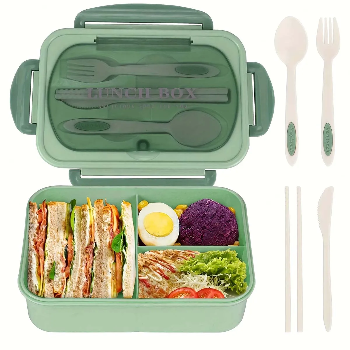 Ланч-бокс Bento, Герметичный Контейнер Для Еды С Посудой, Безопасный Для Микроволновой Печи, Три Отделения
Ланч-бокс Bento, Герметичный Контейнер Для Еды С Посудой, Безопасный Для Микроволновой Печи, Три Отделения