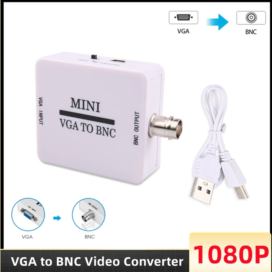 

Мини-преобразователь VGA в BNC, композитный адаптер VGA в BNC, цифровой переключатель для монитора HDTV