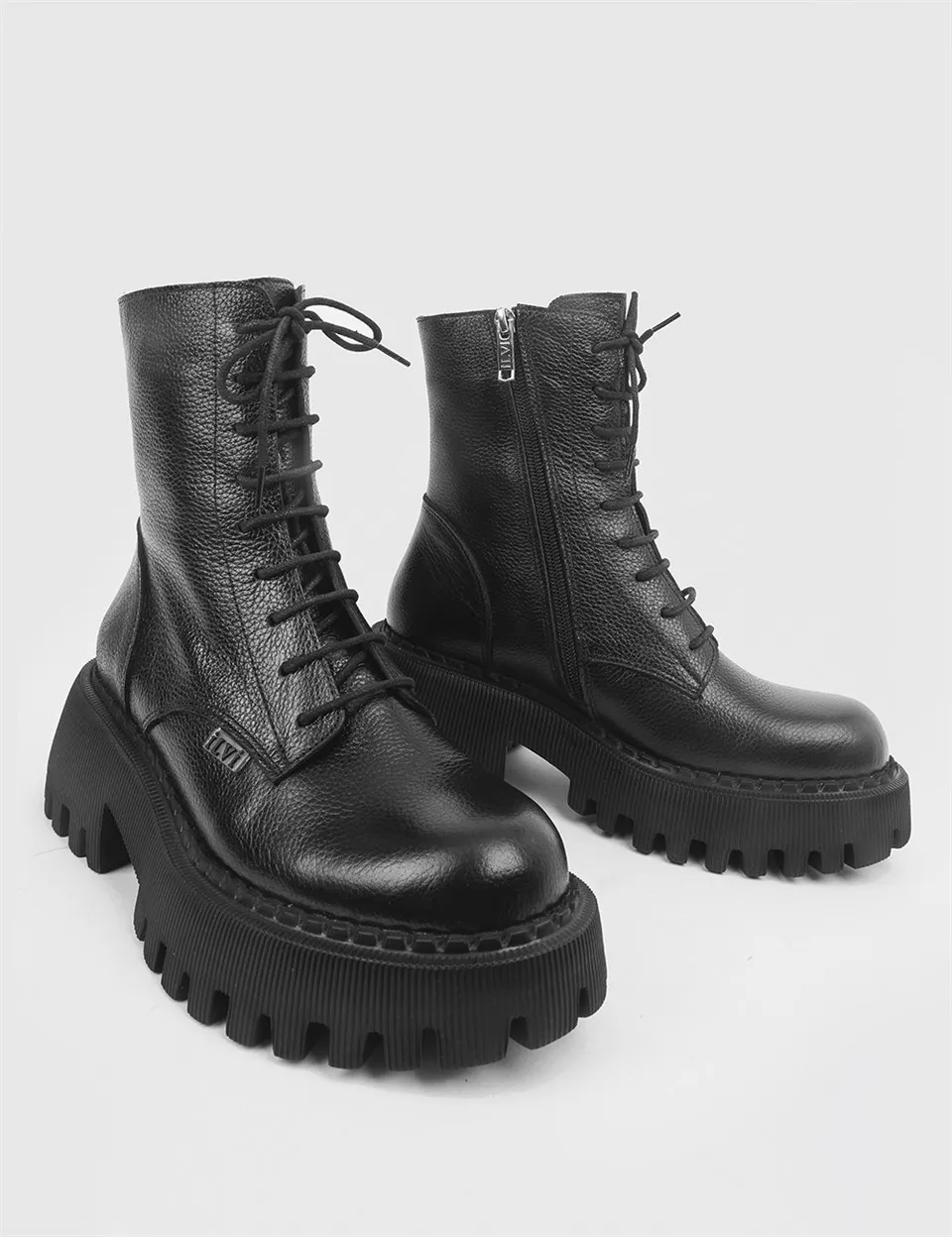 

ILVi-Genuine Leather Handmade Dodi Black Floater Leather Women's Boot Women Shoes 2021 Fall/Winter