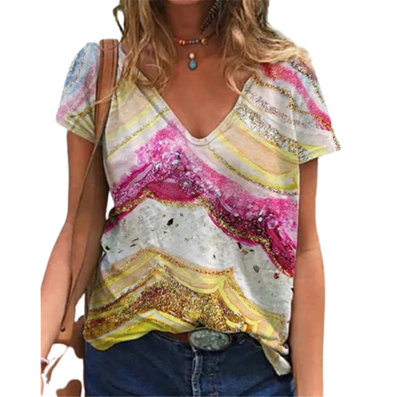3XL Casual Summer T Shirt 2021 New Fashion Women Tie Dye Print Short Sleeve V-Neck Streetwear Tops Plus Size Lady Cotton Tee Top
3XL Casual Summer T Shirt 2021 New Fashion Women Tie Dye Print Short Sleeve V-Neck Streetwear Tops Plus Size Lady Cotton Tee Top
