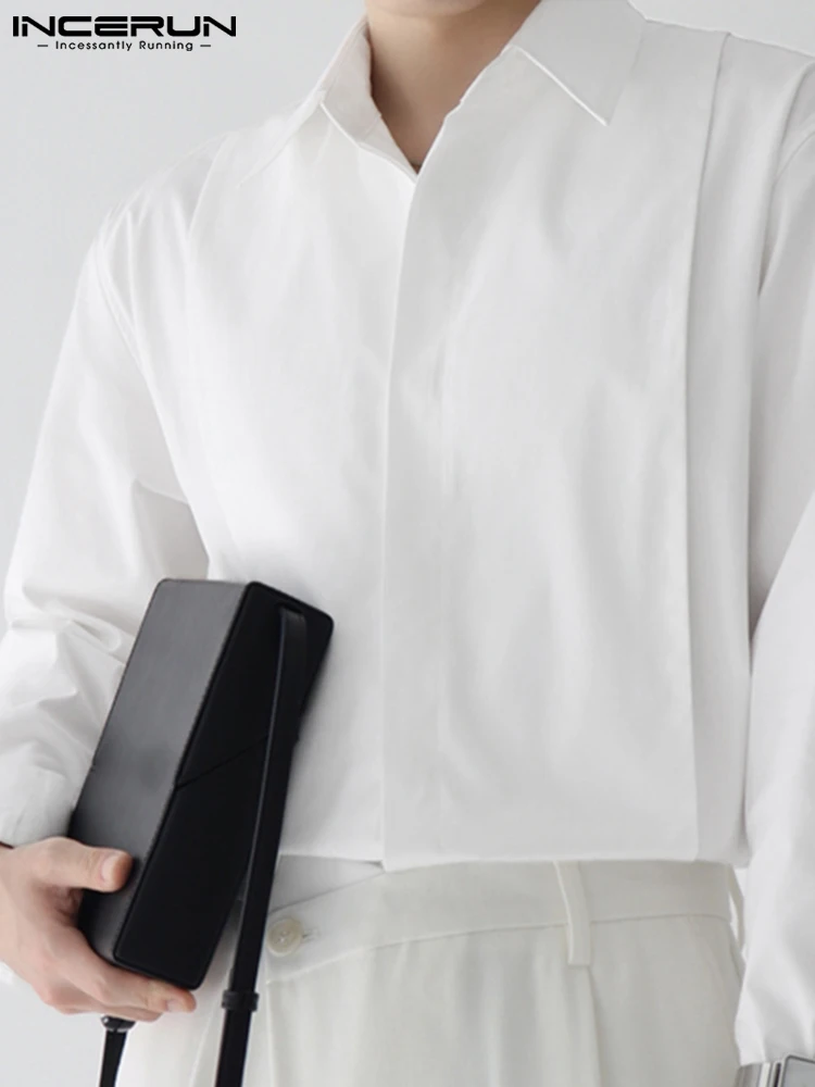 Fashion Casual Style Men's Blouse Folded Placket Solid All-match Simple Stylish Male Long Sleeve Shirts S-5XL INCERUN Tops 2022
Fashion Casual Style Men's Blouse Folded Placket Solid All-match Simple Stylish Male Long Sleeve Shirts S-5XL INCERUN Tops 2022