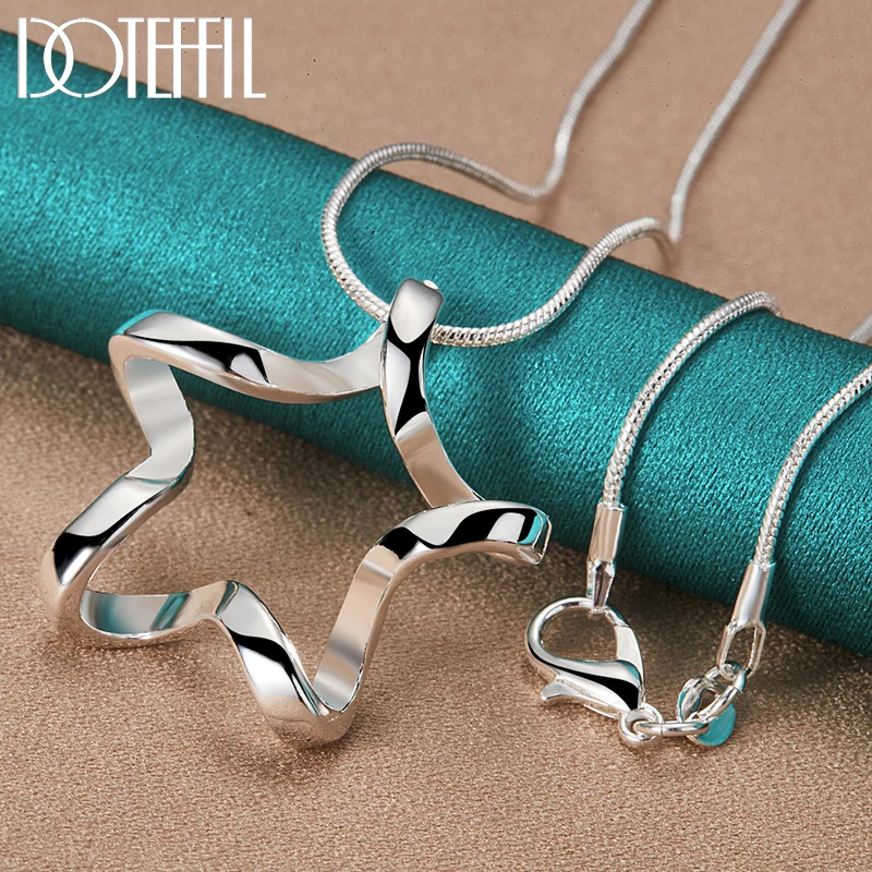 DOTEFFIL 925 Sterling Silver Starfish Pendant Necklace 16-30 Inch Snake Chain For Women Man Fashion Wedding Engagement Jewelry
DOTEFFIL 925 Sterling Silver Starfish Pendant Necklace 16-30 Inch Snake Chain For Women Man Fashion Wedding Engagement Jewelry