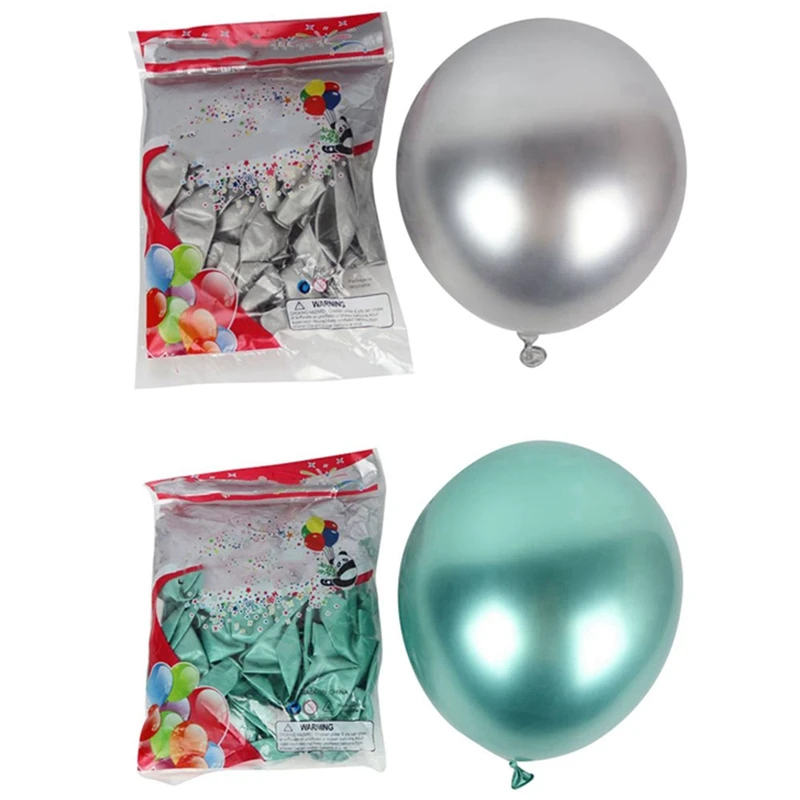 100Pcs 10 Inch Metallic Latex Balloons Thick Chrome Glossy Metal Pearl Balloon Globos For Party Decor - Silver & Green
100Pcs 10 Inch Metallic Latex Balloons Thick Chrome Glossy Metal Pearl Balloon Globos For Party Decor - Silver & Green