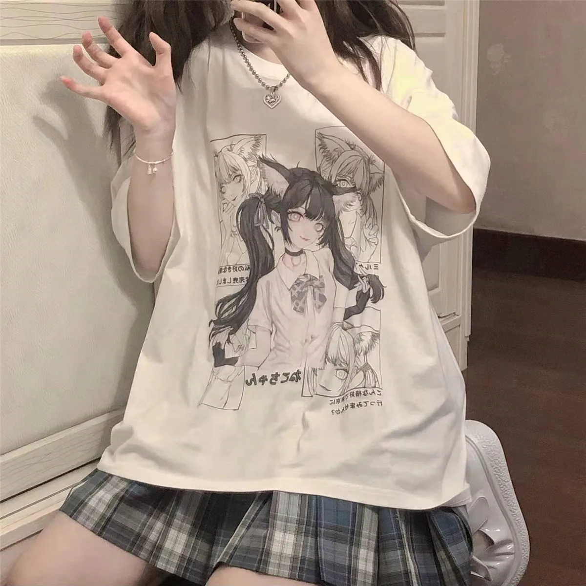 Cute Cartoon T Shirt Streerwear Japan 100% Cotton Summer Tops Streetwear Long Sleeve Tees Harajuku Oversized Funny T Shirt Femme
Cute Cartoon T Shirt Streerwear Japan 100% Cotton Summer Tops Streetwear Long Sleeve Tees Harajuku Oversized Funny T Shirt Femme