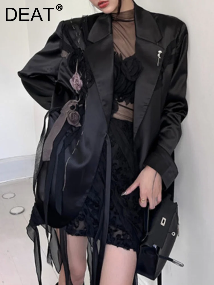 DEAT Fashion Women's Blazer Lace Up Asymmetry Spliced Stereoscopic Flower Split Fork Black Suit Jackets Autumn 2023 New 17A6032
DEAT Fashion Women's Blazer Lace Up Asymmetry Spliced Stereoscopic Flower Split Fork Black Suit Jackets Autumn 2023 New 17A6032