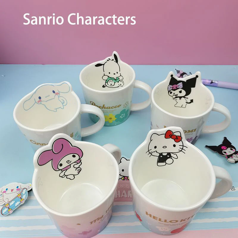 

Милая мультяшная керамическая кружка Hello Kitty Sanrio Kawaii Kuromi Ins кофейная чашка аниме Коричный молочный напиток кружка для завтрака подарок для девушки