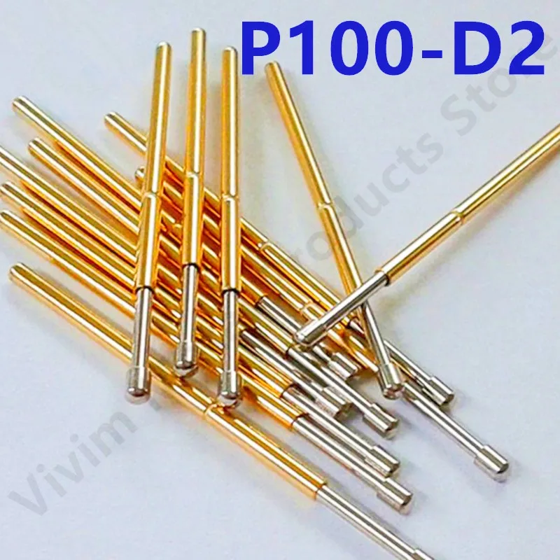 

100PCS Spring Test Probe P100-D2 Spring Test Pin P100-D Nickel-Plated Round Head Dia 1.5mm Spring Test Pogo Pin PCB Test Tool