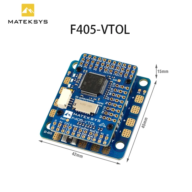 

Matek MATEKSYS F405-VTOL STM32F405RGT6 Flight Controller Built-in OSD MicroSD Card Slot 2~6S FPV RC Drone Applicable