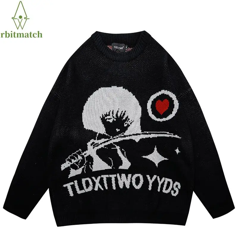 Harajuku Japanese Anime Graphic Sweater Men 2021 Autumn Oversize Sweaters for Men Hip Hop Streetwear Pullover Men's Sweater 
Harajuku Japanese Anime Graphic Sweater Men 2021 Autumn Oversize Sweaters for Men Hip Hop Streetwear Pullover Men's Sweater