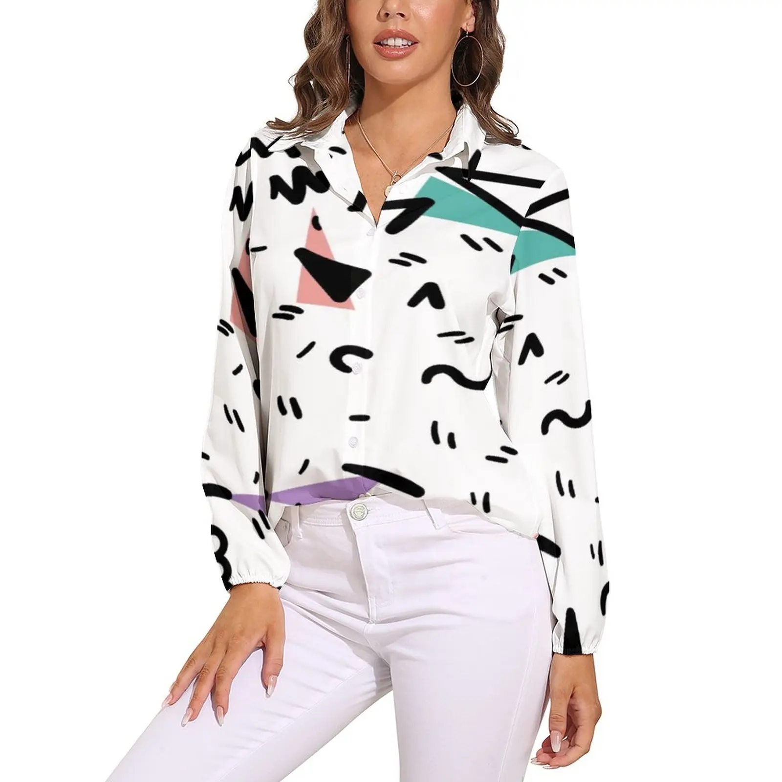 With Style Memphis Loose Blouse Retro Geometric Basic Oversize Blouses Womens Long-Sleeve Cool Shirt Summer Pattern Clothes
With Style Memphis Loose Blouse Retro Geometric Basic Oversize Blouses Womens Long-Sleeve Cool Shirt Summer Pattern Clothes