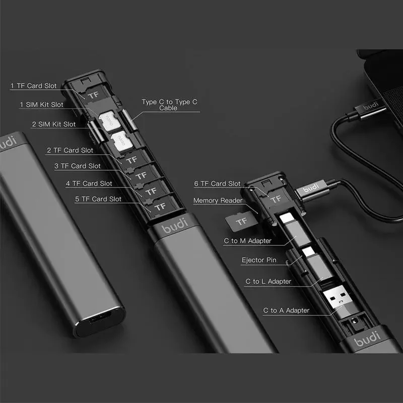 NEW2023 BUDI Multi-function Smart Adapter Card Storage Data Cable USB Box Universal Card Reader for iPhone Samsung Xiaomi Phone
NEW2023 BUDI Multi-function Smart Adapter Card Storage Data Cable USB Box Universal Card Reader for iPhone Samsung Xiaomi Phone