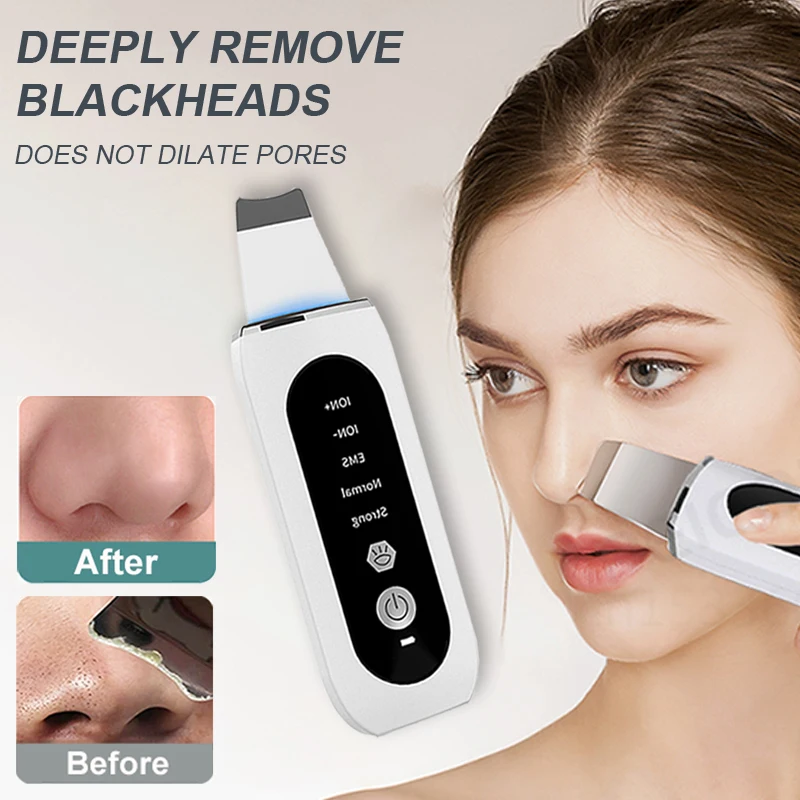 

Ultrasonic Skin Scrubber Peeling Blackhead Remover Deep Face Cleaning Ultrasonic Ion Ance Pore Cleaner Facial Shovel Cleanser