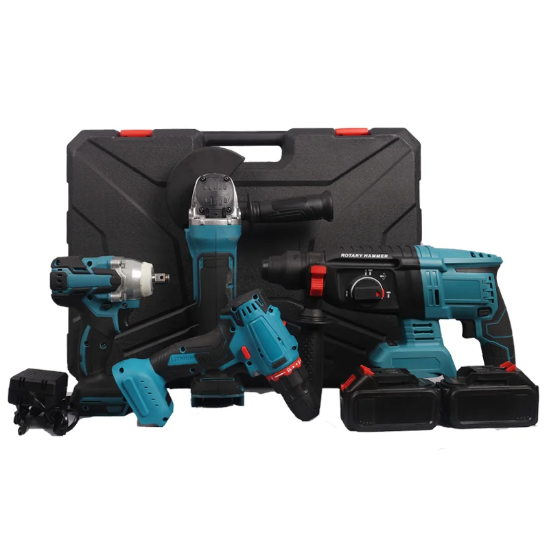 

Ready to Ship Professional PXKJ 20V 4 in 1 Li-ion Battery electric wrench Cordless Drill Power Tools Combo Set