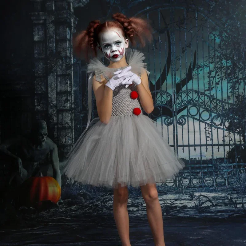 Joker Pennywise Tutu Dress for Girls, Gray Spooky Clown Costume for Halloween, Cosplay Clothes for Children, Luxury Birthday Dre
Joker Pennywise Tutu Dress for Girls, Gray Spooky Clown Costume for Halloween, Cosplay Clothes for Children, Luxury Birthday Dre