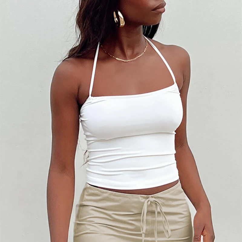 Women Sleeveless Backless Tank Top Solid Color/Floral Print Tie-Up Halter Neck Exposed Navel Vests Summer Slim Fit Crop Tops Y2K
Women Sleeveless Backless Tank Top Solid Color/Floral Print Tie-Up Halter Neck Exposed Navel Vests Summer Slim Fit Crop Tops Y2K