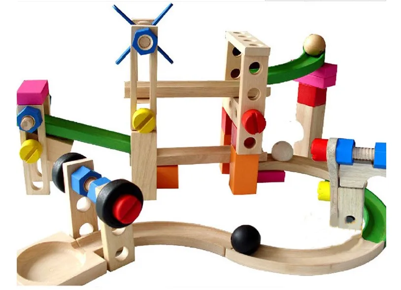 Wooden intelligence puzzle early education Roller coaster track building blocks Ball track building block car
Wooden intelligence puzzle early education Roller coaster track building blocks Ball track building block car
