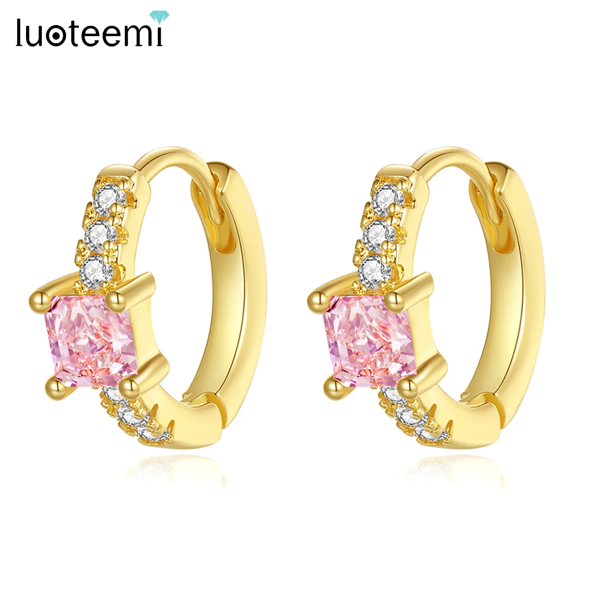 LUOTEEMI Romantic Pink Clear Cubic Zirconia Hoop Earrings for Women Sweet Square CZ Girl Sexy Party Huggies Christmas Gifts
LUOTEEMI Romantic Pink Clear Cubic Zirconia Hoop Earrings for Women Sweet Square CZ Girl Sexy Party Huggies Christmas Gifts