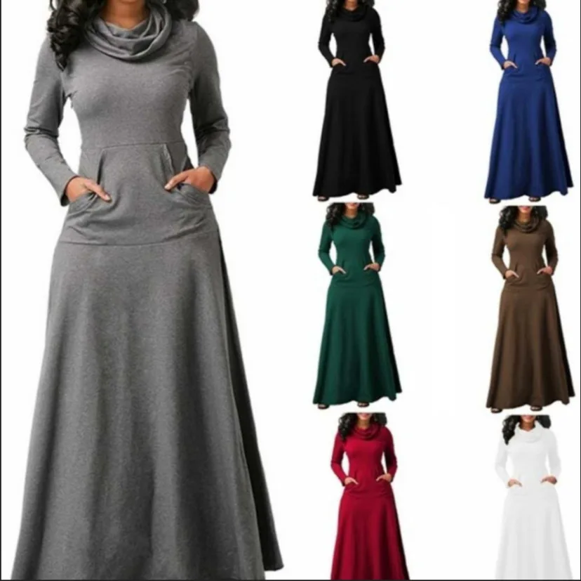5XL Elegant Long Dress Spring Autumn Warm High Collar Women Long-sleeved Maxi Dresses 2022 Woman Clothing With Pocket vestidos
5XL Elegant Long Dress Spring Autumn Warm High Collar Women Long-sleeved Maxi Dresses 2022 Woman Clothing With Pocket vestidos