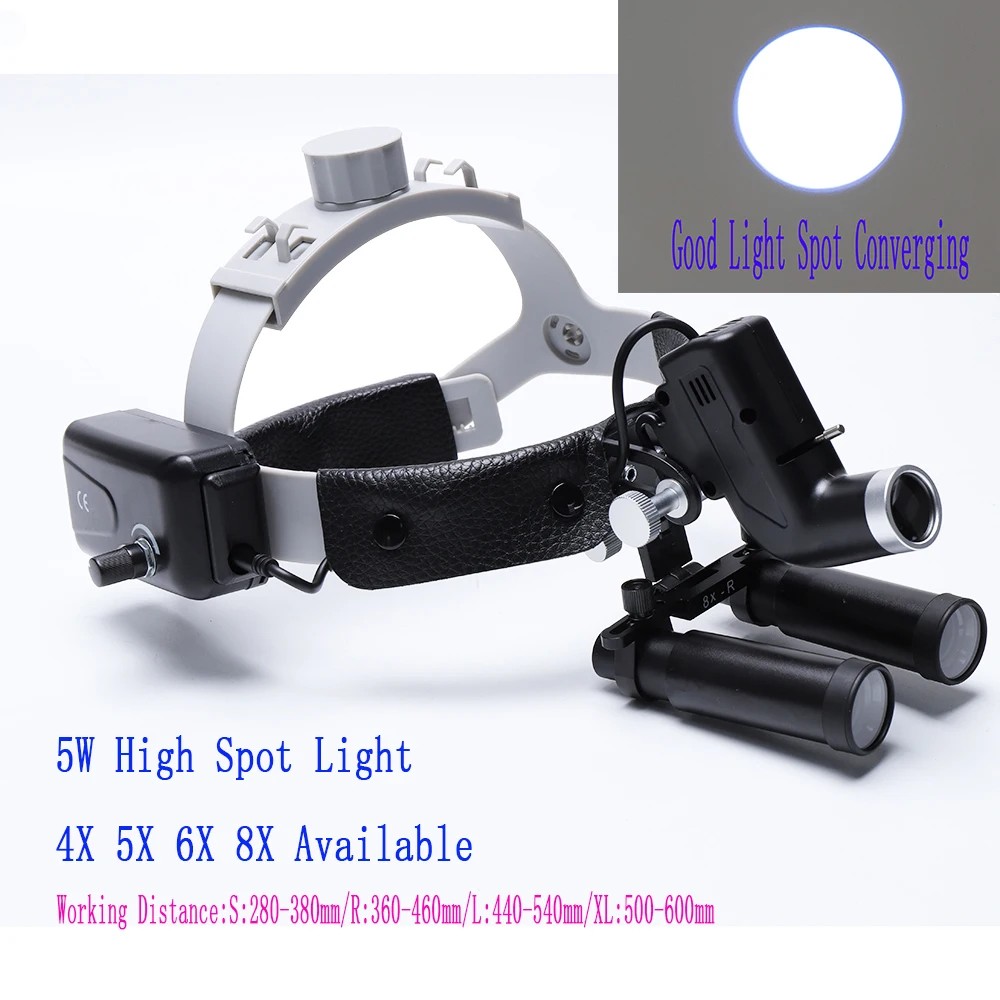 Dental Loupes 4X 5X 6X 8X Medical Headband Magnifier With 5W High Spot Surgical LED Headlight Brightness Adjustable Aluminum Box
Dental Loupes 4X 5X 6X 8X Medical Headband Magnifier With 5W High Spot Surgical LED Headlight Brightness Adjustable Aluminum Box