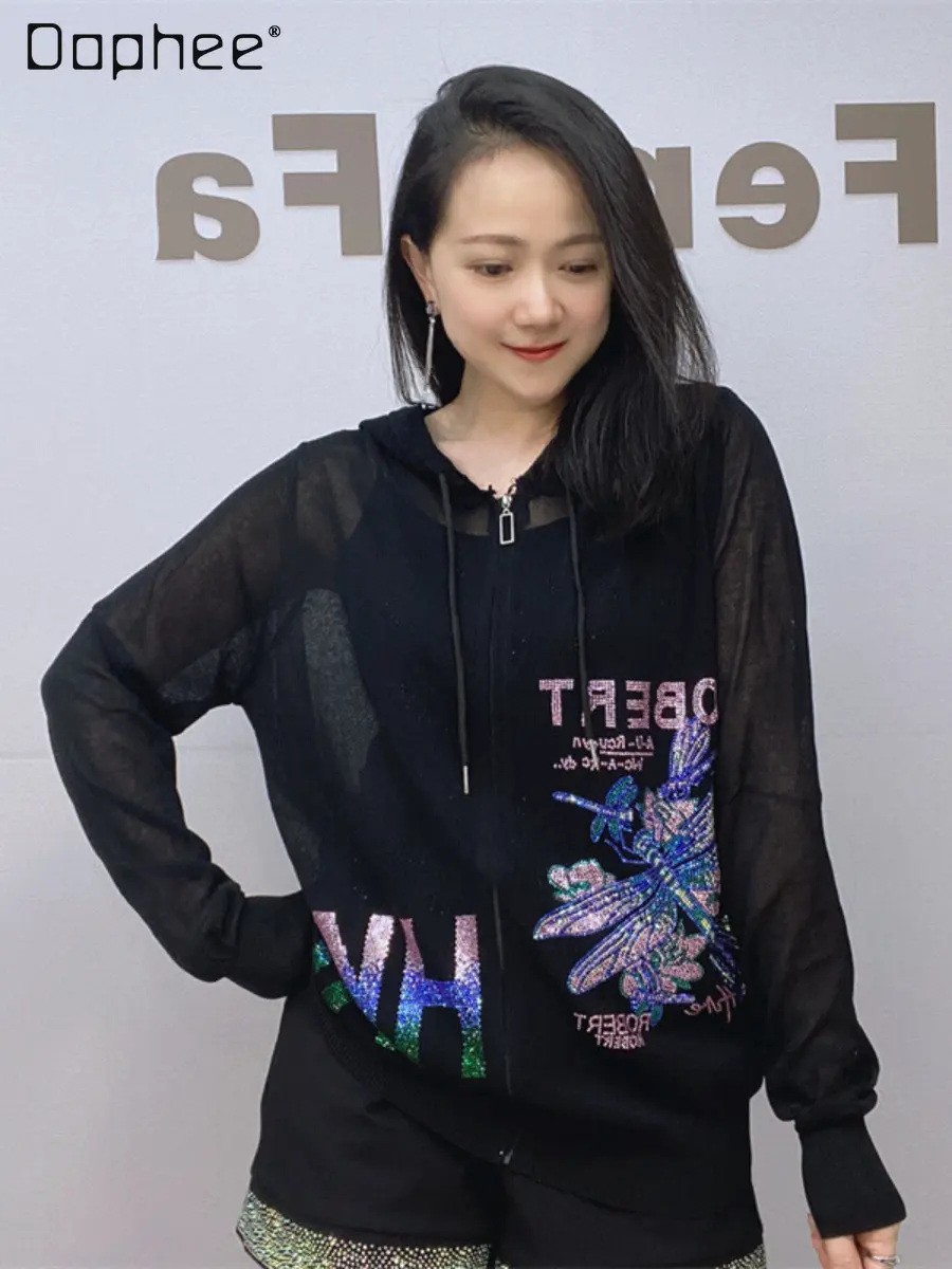 Heavy Industry Diamond Hollow-out Long-Sleeved Top Female 2023 Summer Women's Clothing New Hooded Zipper Knitted Cardigan
Heavy Industry Diamond Hollow-out Long-Sleeved Top Female 2023 Summer Women's Clothing New Hooded Zipper Knitted Cardigan