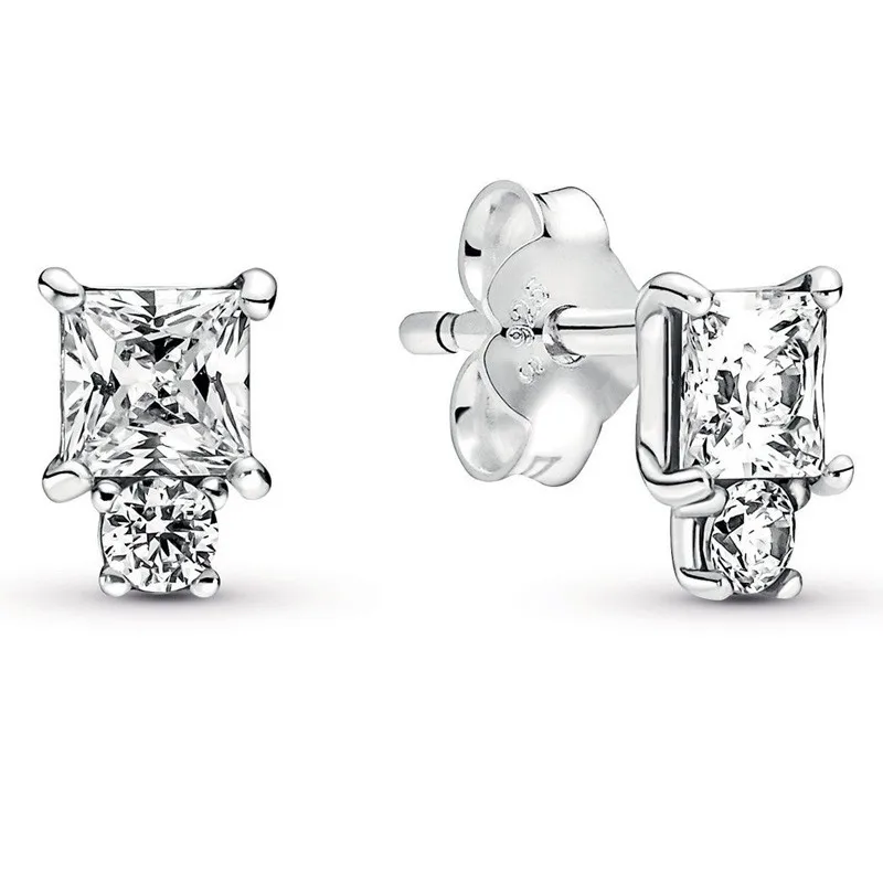 Authentic 925 Sterling Silver Sparkling Round & Square With Crystal Stud Earrings For Women Wedding Gift Fashion Jewelry
Authentic 925 Sterling Silver Sparkling Round & Square With Crystal Stud Earrings For Women Wedding Gift Fashion Jewelry