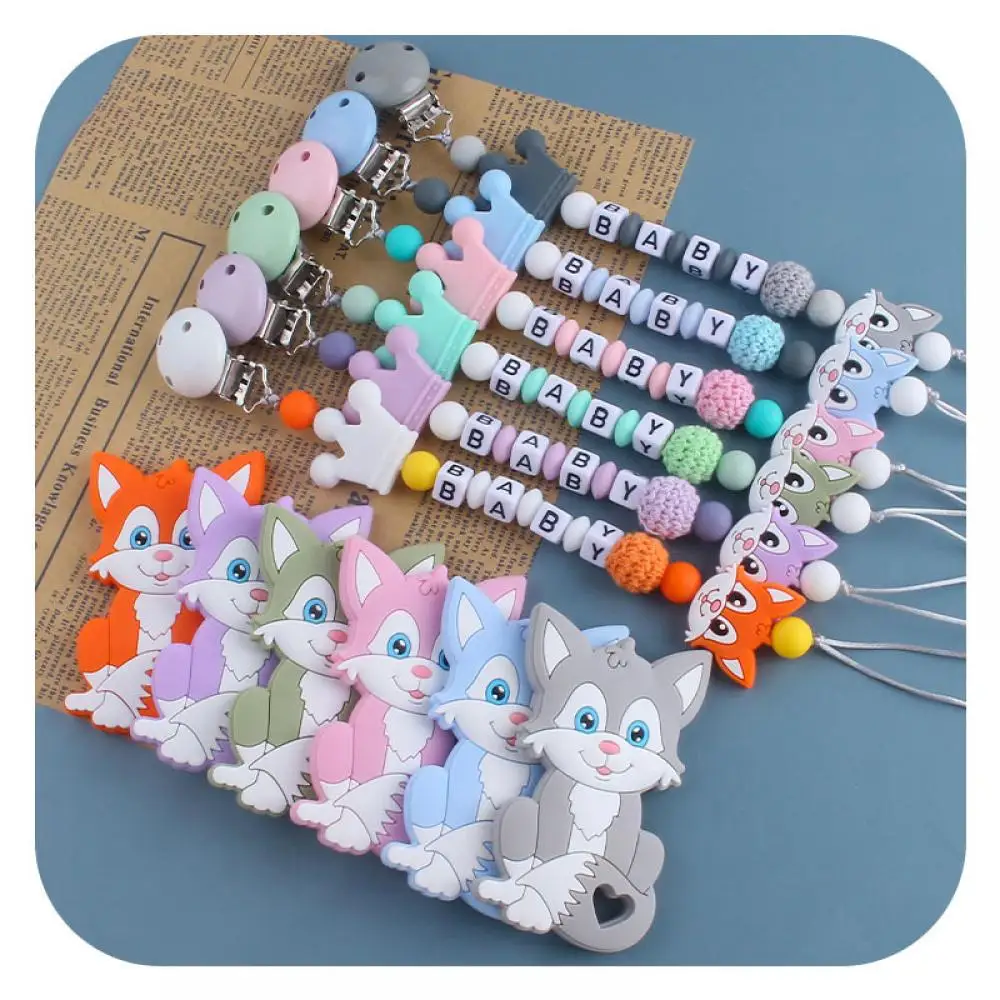 2Pcs Baby Pacifier Chain+Animals Shape Teether Silicone Beads Food Grade Silicone Teether Teething Toys Chew For Soother Clips
2Pcs Baby Pacifier Chain+Animals Shape Teether Silicone Beads Food Grade Silicone Teether Teething Toys Chew For Soother Clips