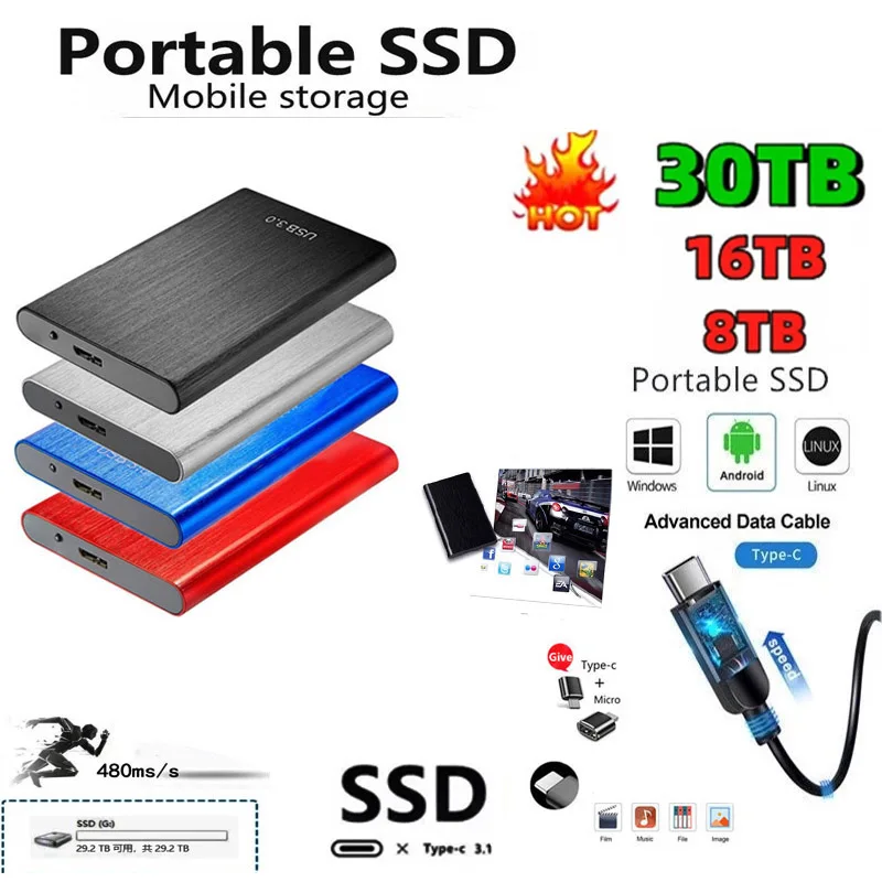 Portable SSD High-speed 500GB 1TB 2TB 4TB 8TB External Hard Drive USB3.0 Type-C 1TB Hard Disk Storage Devices for Desktop Laptop
Portable SSD High-speed 500GB 1TB 2TB 4TB 8TB External Hard Drive USB3.0 Type-C 1TB Hard Disk Storage Devices for Desktop Laptop