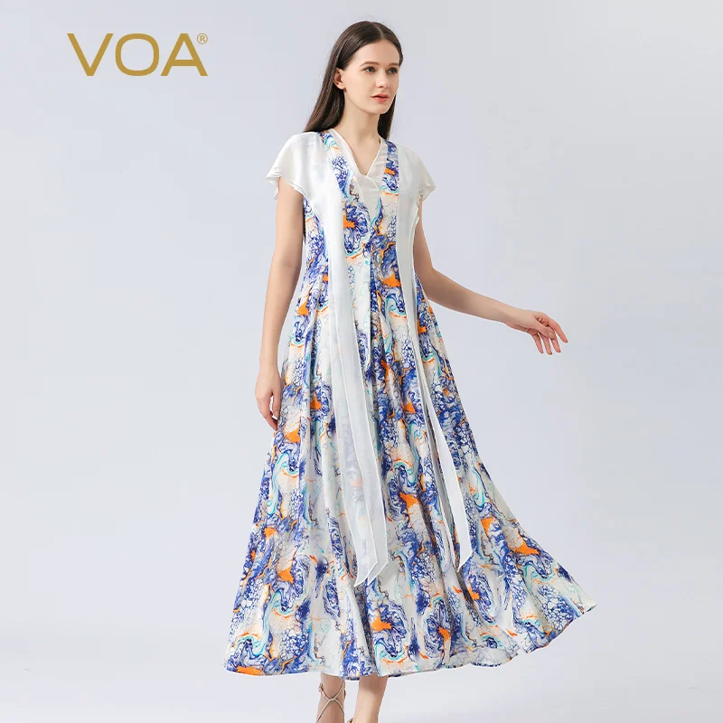 VOA Bohemian Paisley Print Butterfly Short Sleeve Silk Party Dress Summer Elegant Vestidos V-Neck Lace Long Dresses Women AE1195
VOA Bohemian Paisley Print Butterfly Short Sleeve Silk Party Dress Summer Elegant Vestidos V-Neck Lace Long Dresses Women AE1195