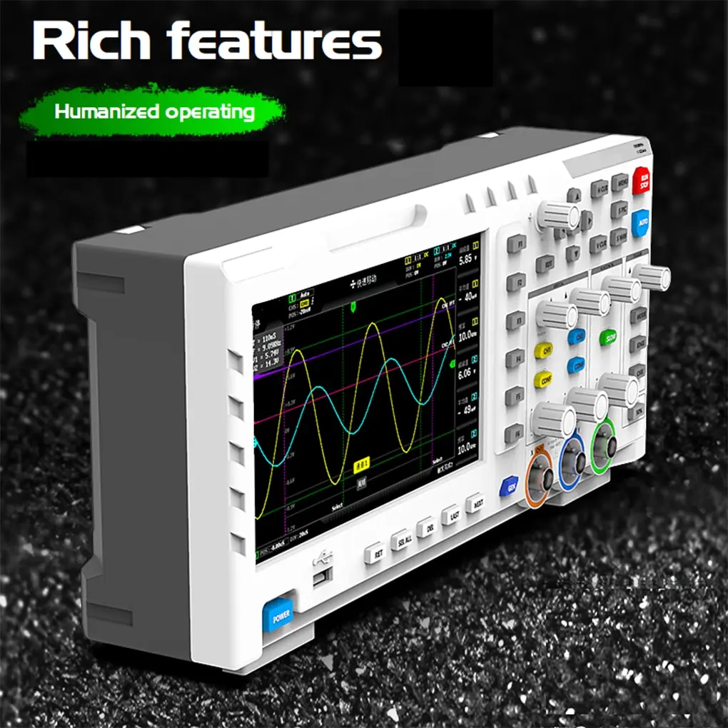 Digital Oscilloscope Dual Channel Input Signal Generator 1GSa/S 100MHz* Bandwidth Sampling Rate Storage Multimeter Oscilloscope 
Digital Oscilloscope Dual Channel Input Signal Generator 1GSa/S 100MHz* Bandwidth Sampling Rate Storage Multimeter Oscilloscope