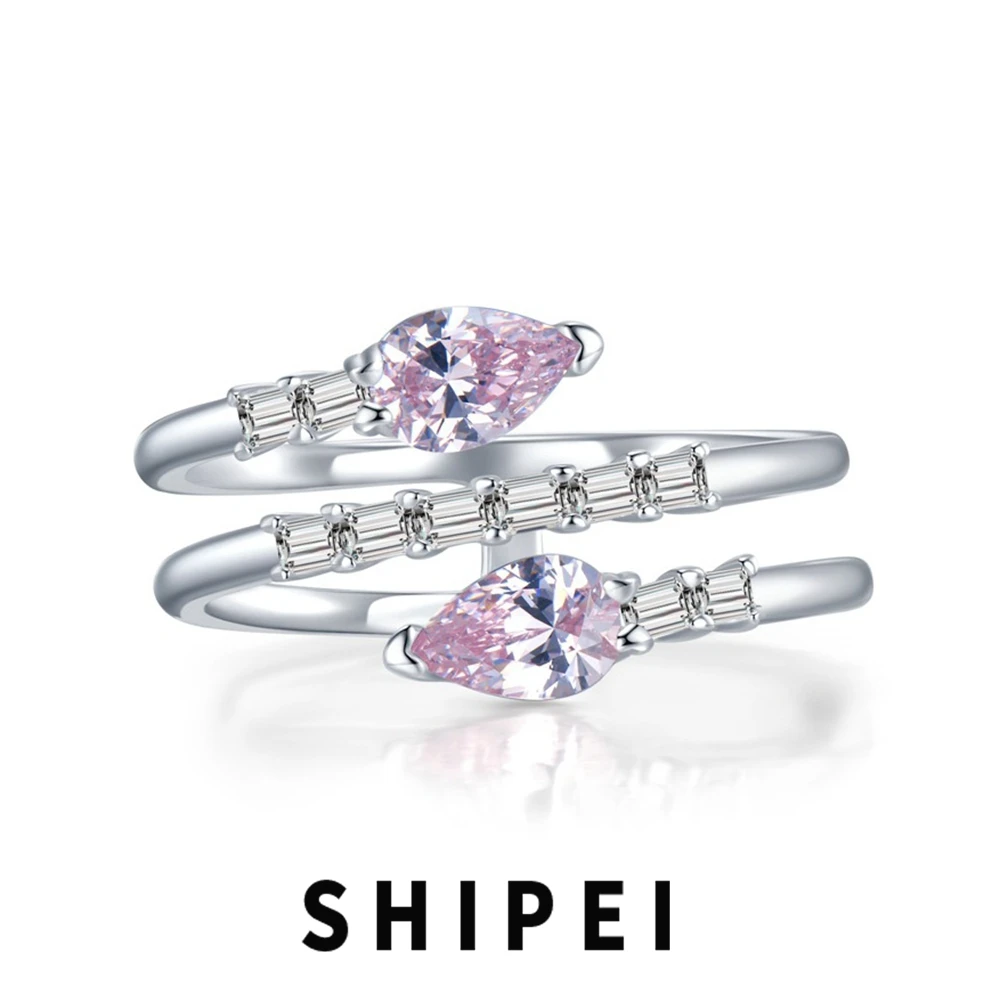 

SHIPEI Solid 925 Sterling Silver Marquise Cut Pink Sapphire Gemstone Wedding Party Ring For Women Fine Jewelry Gifts Wholesale