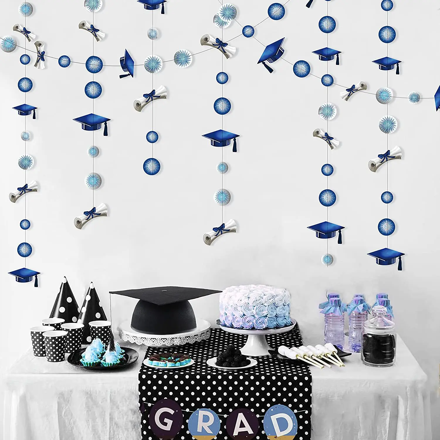 

Graduation Hat Diploma Star Garland Banner Streamer Backdrop for Graduation Party Supplies Classroom School Grad Home Decor