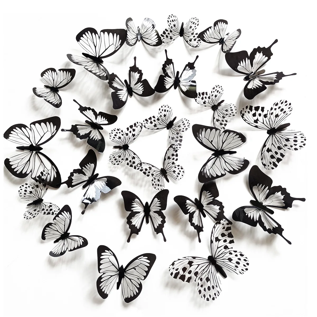 24 pcs/set Black white 3D butterfly Wall Sticker Wedding Decoration bedroom living room Home Decor Butterflies Decals stickers
24 pcs/set Black white 3D butterfly Wall Sticker Wedding Decoration bedroom living room Home Decor Butterflies Decals stickers