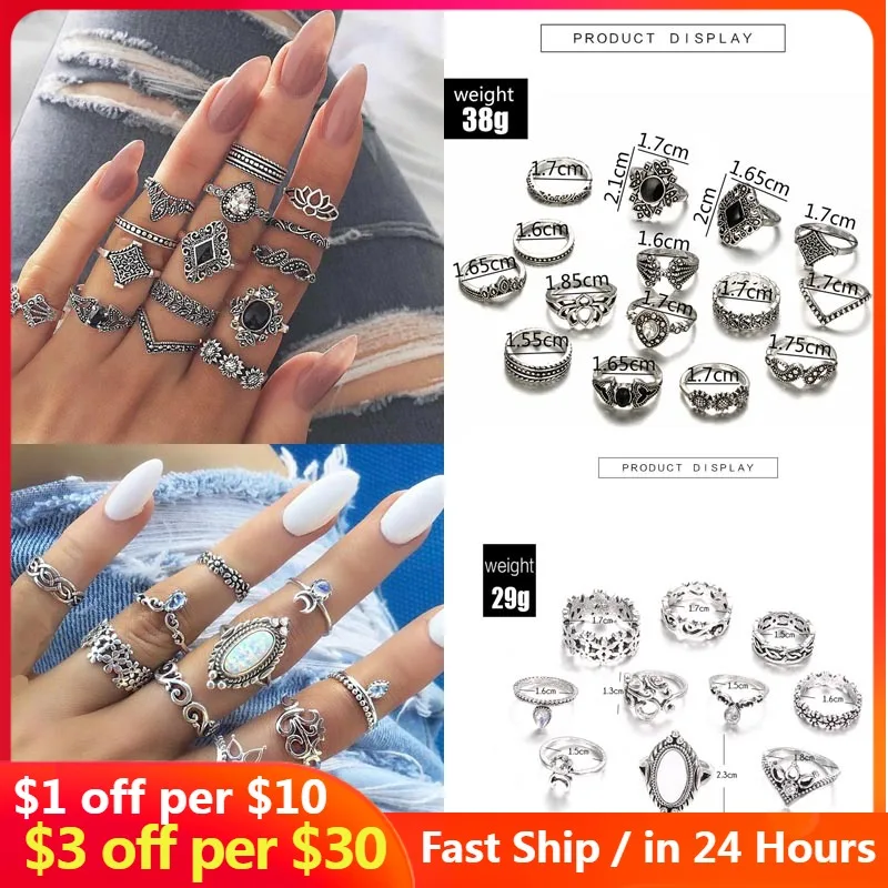 30 Styles Crystal Geometric Finger Rings Trendy Midi Knuckle Ring Set For Women Fashion Bohemian Jewelry
30 Styles Crystal Geometric Finger Rings Trendy Midi Knuckle Ring Set For Women Fashion Bohemian Jewelry