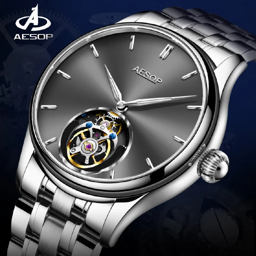 AESOP 100% Real Flying Tourbillon Skeleton Watch for Men Mechanical Wristwatches Male Clocks Skeleton Sapphire Waterproof Watch
AESOP 100% Real Flying Tourbillon Skeleton Watch for Men Mechanical Wristwatches Male Clocks Skeleton Sapphire Waterproof Watch