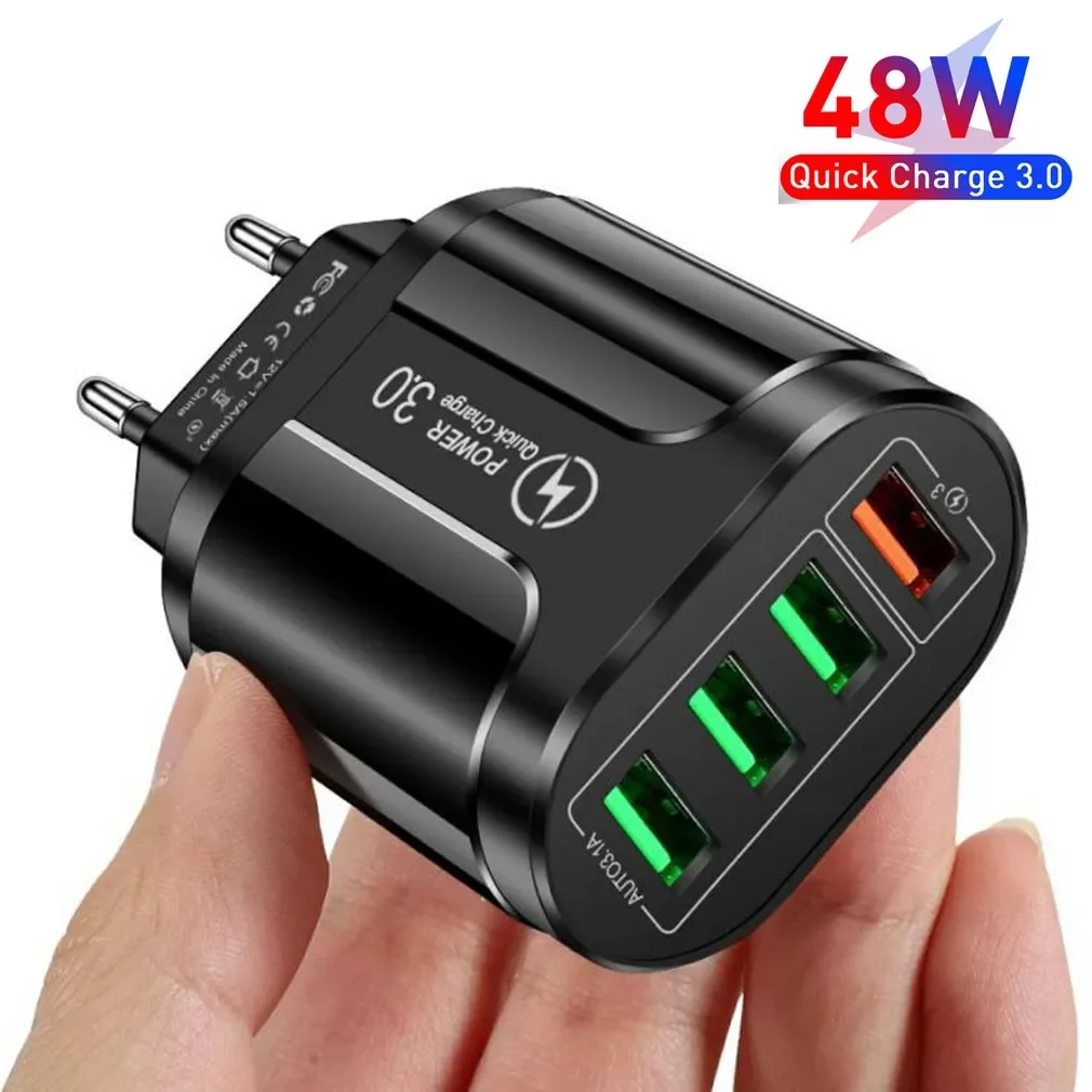 48W USB Fast Charger QC 3.0 Wall Charging For iPhone 12 11 For Samsung for Xiaomi Mobile 4 Ports EU US Plug Adapter Travel
48W USB Fast Charger QC 3.0 Wall Charging For iPhone 12 11 For Samsung for Xiaomi Mobile 4 Ports EU US Plug Adapter Travel