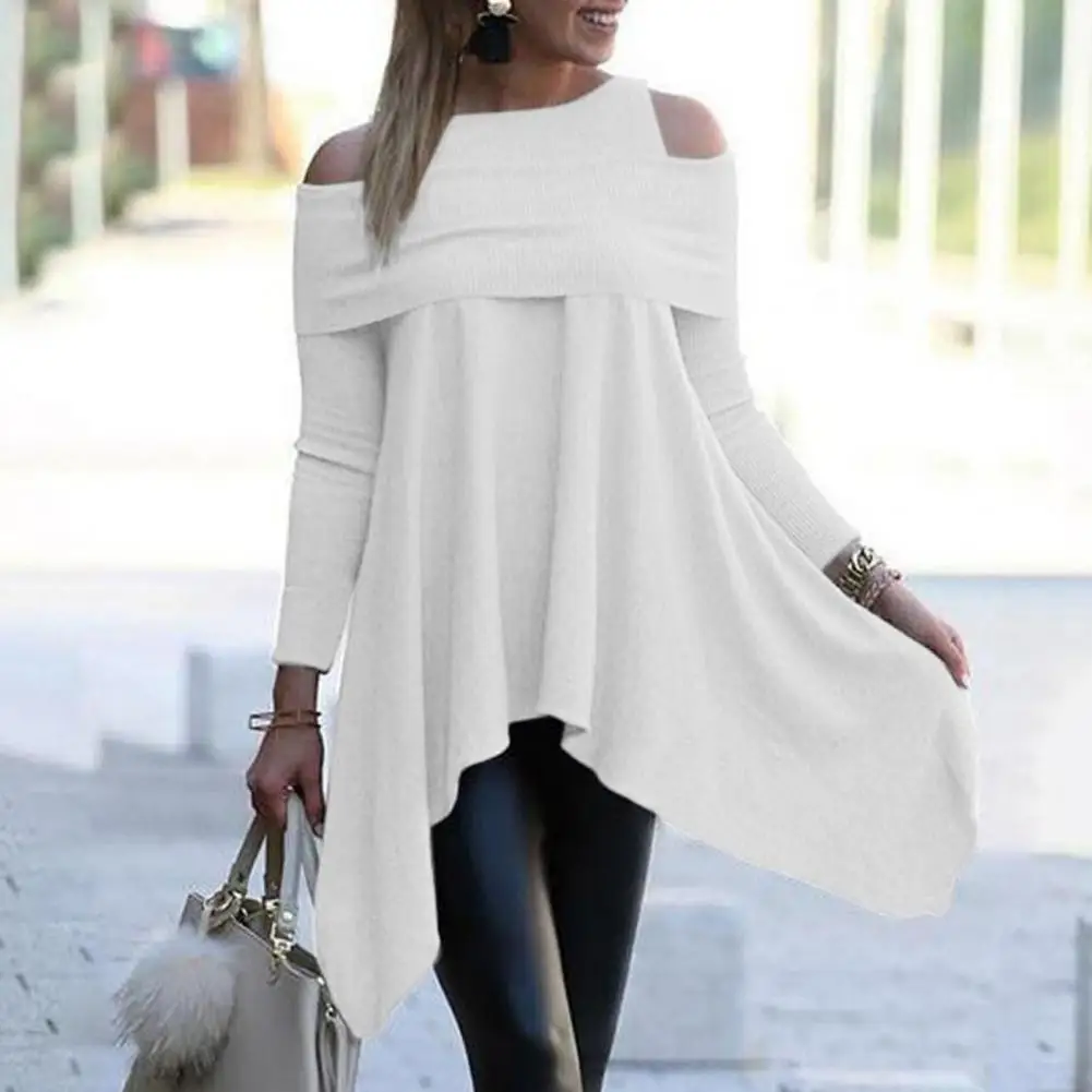 Women Pullover Blouse Irregular Off Shoulder Crew Neck Streetwear Spring Autumn Hollow Out Overlap Ladies Top For Daily Wear
Women Pullover Blouse Irregular Off Shoulder Crew Neck Streetwear Spring Autumn Hollow Out Overlap Ladies Top For Daily Wear