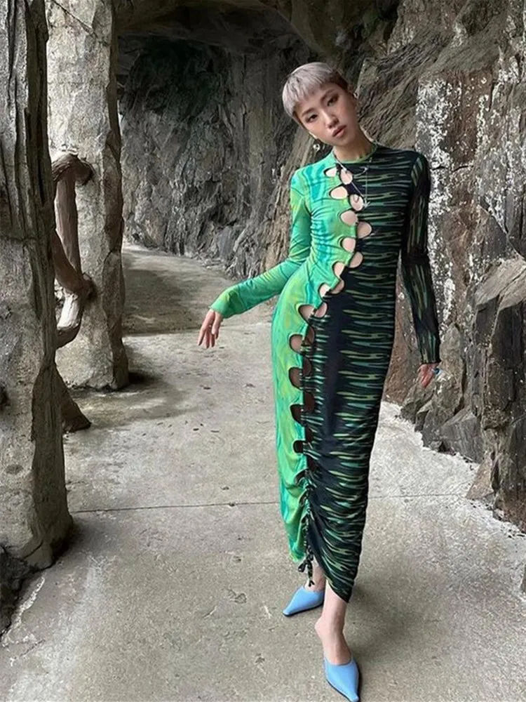 WJFZQM Tie Dye Print Sexy Dresses For Women Patchwork Hollow Out Bandage Long Sleeve Bodycon Dress Ladies Club Long Dress
WJFZQM Tie Dye Print Sexy Dresses For Women Patchwork Hollow Out Bandage Long Sleeve Bodycon Dress Ladies Club Long Dress